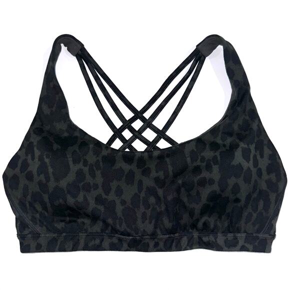 Victorias Secret Strappy Black Leopard Print Low Impact Sports Bra Size Large - Picture 2 of 12